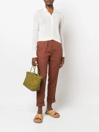 Elasticated-Waistband Detail Trousers