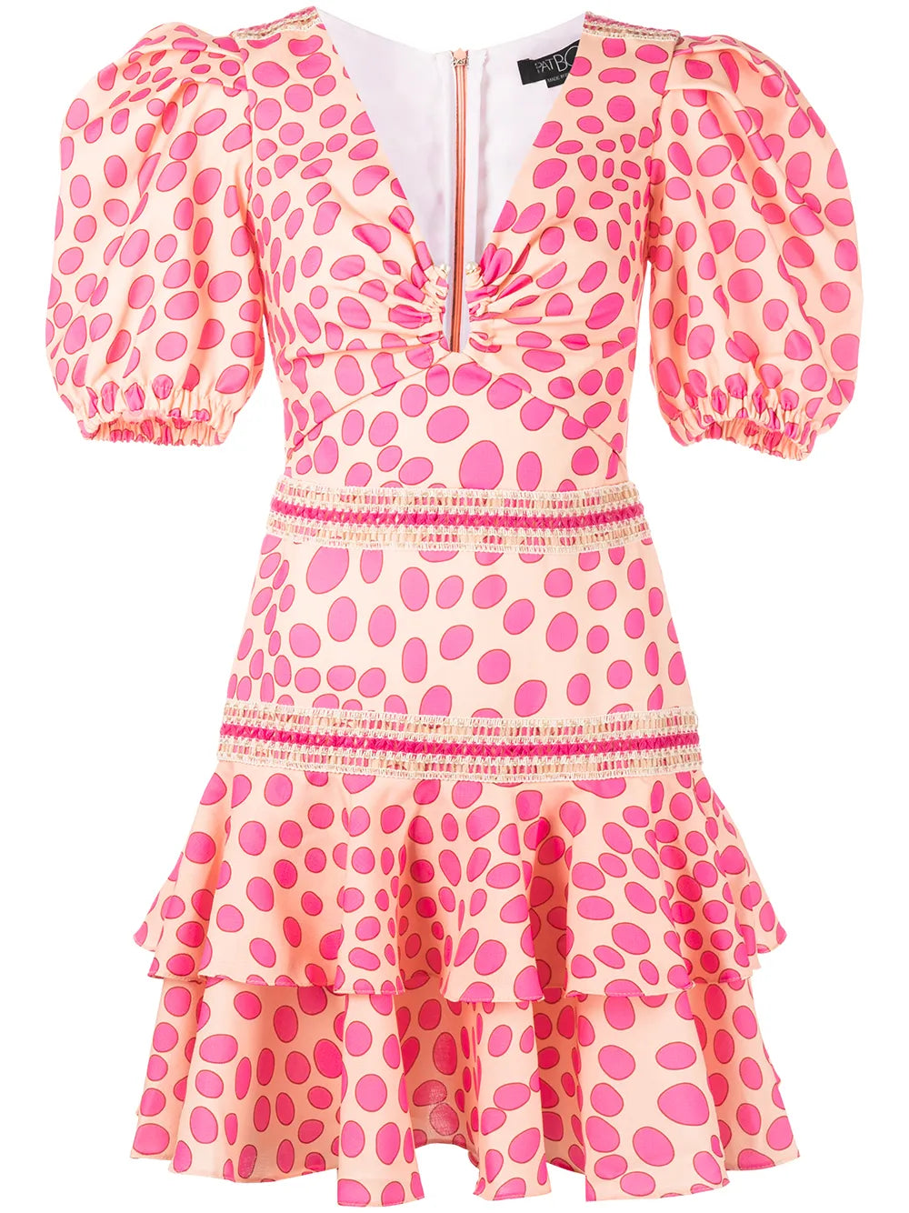 Polka-Dot Lace-Trim Mini Dress