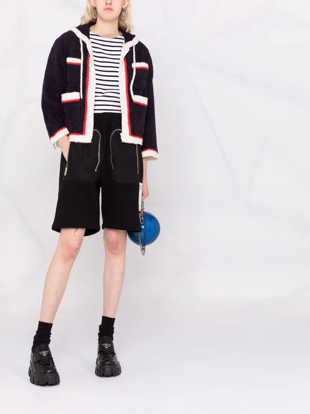 Stripe-Trim Hooded Jacket