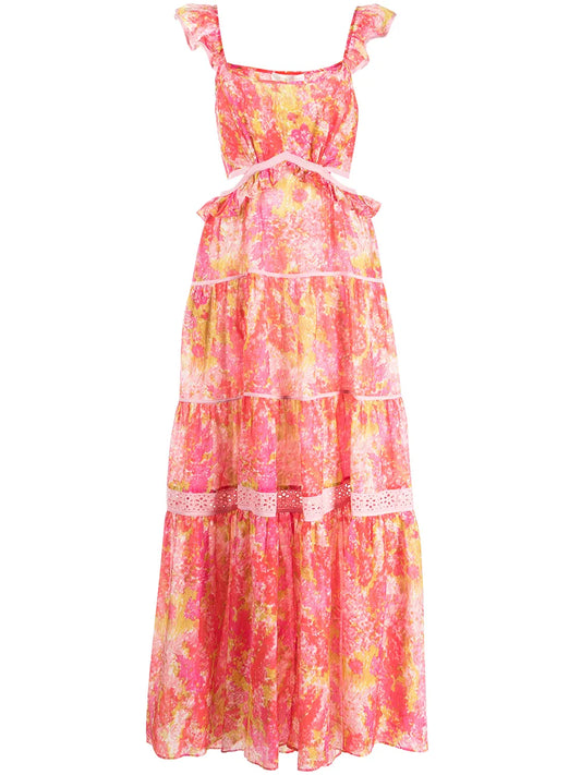 Ruffled Tiered Long Dress