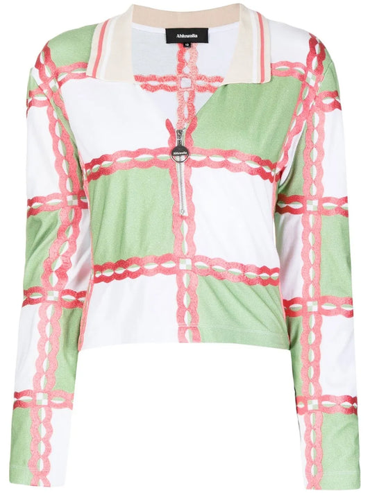 Zip-Placket Polo Top