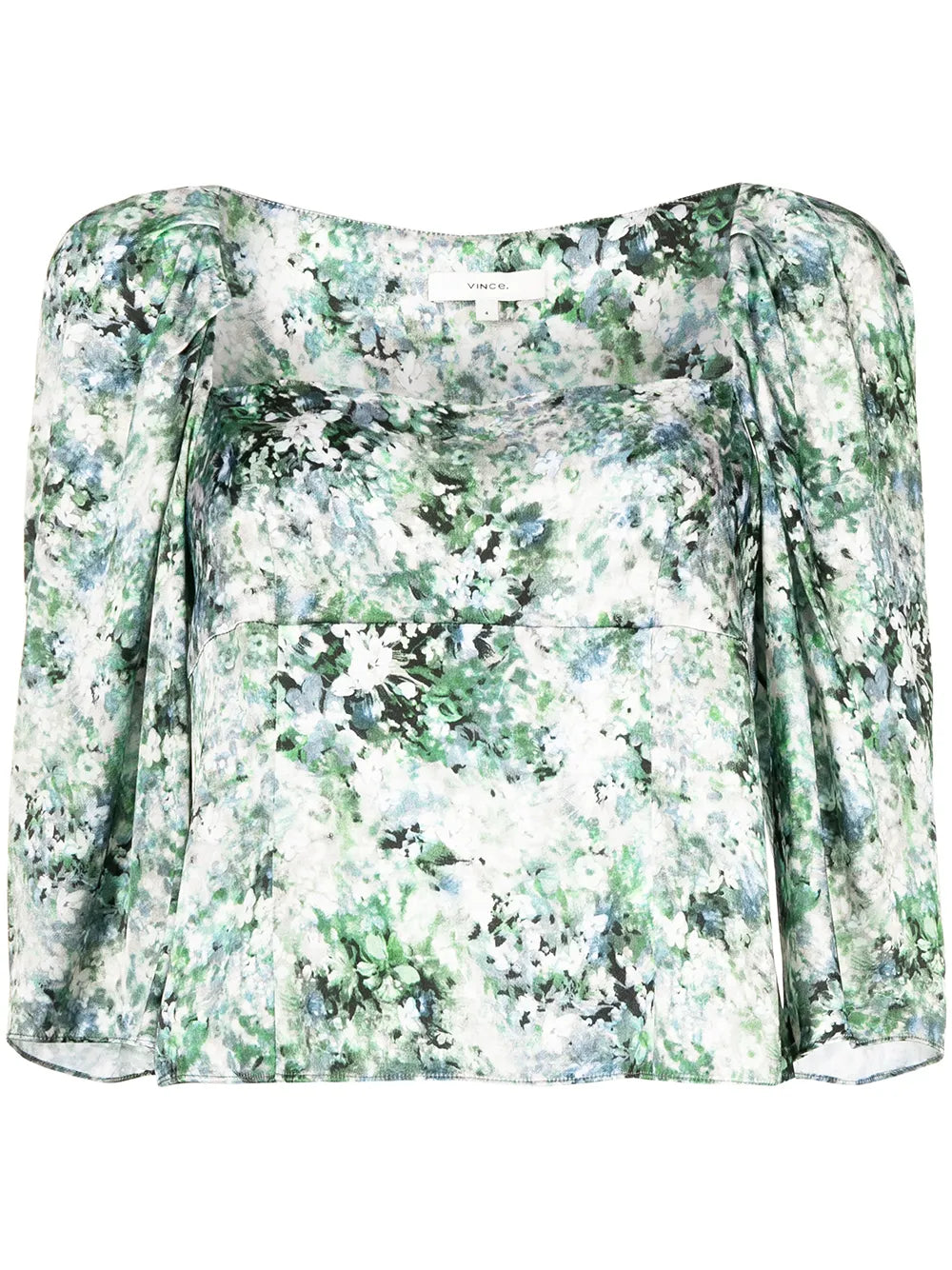 Floral-Print Square-Neck Blouse