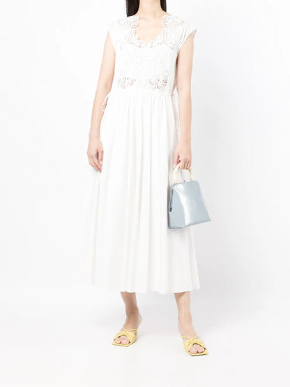 White Macrame Lace Organic Cotton Dress