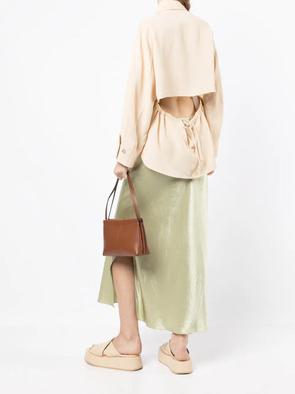 Tie-Fastened Long-Sleeved Shirt