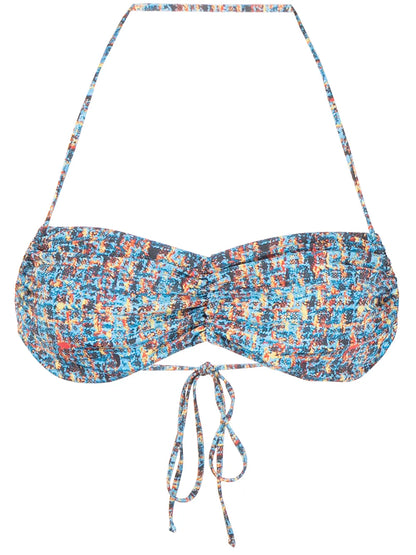 Halle Tweed-Print Bikini Top