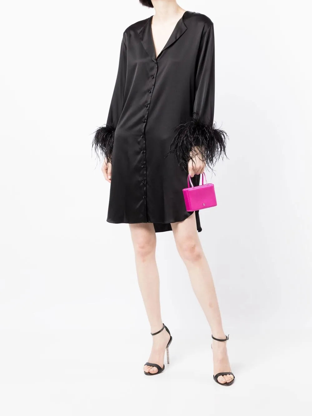Camille Feather-Trim Shirt Dress