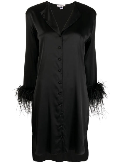 Camille Feather-Trim Shirt Dress