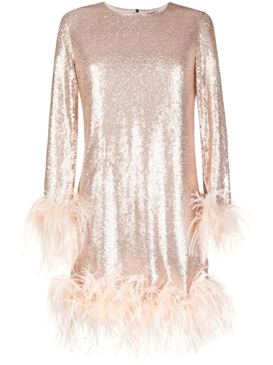 Seraphina Feather-Trim Midi Dress
