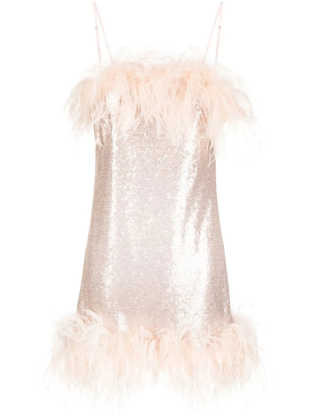 Feather-Trim Mini Dress
