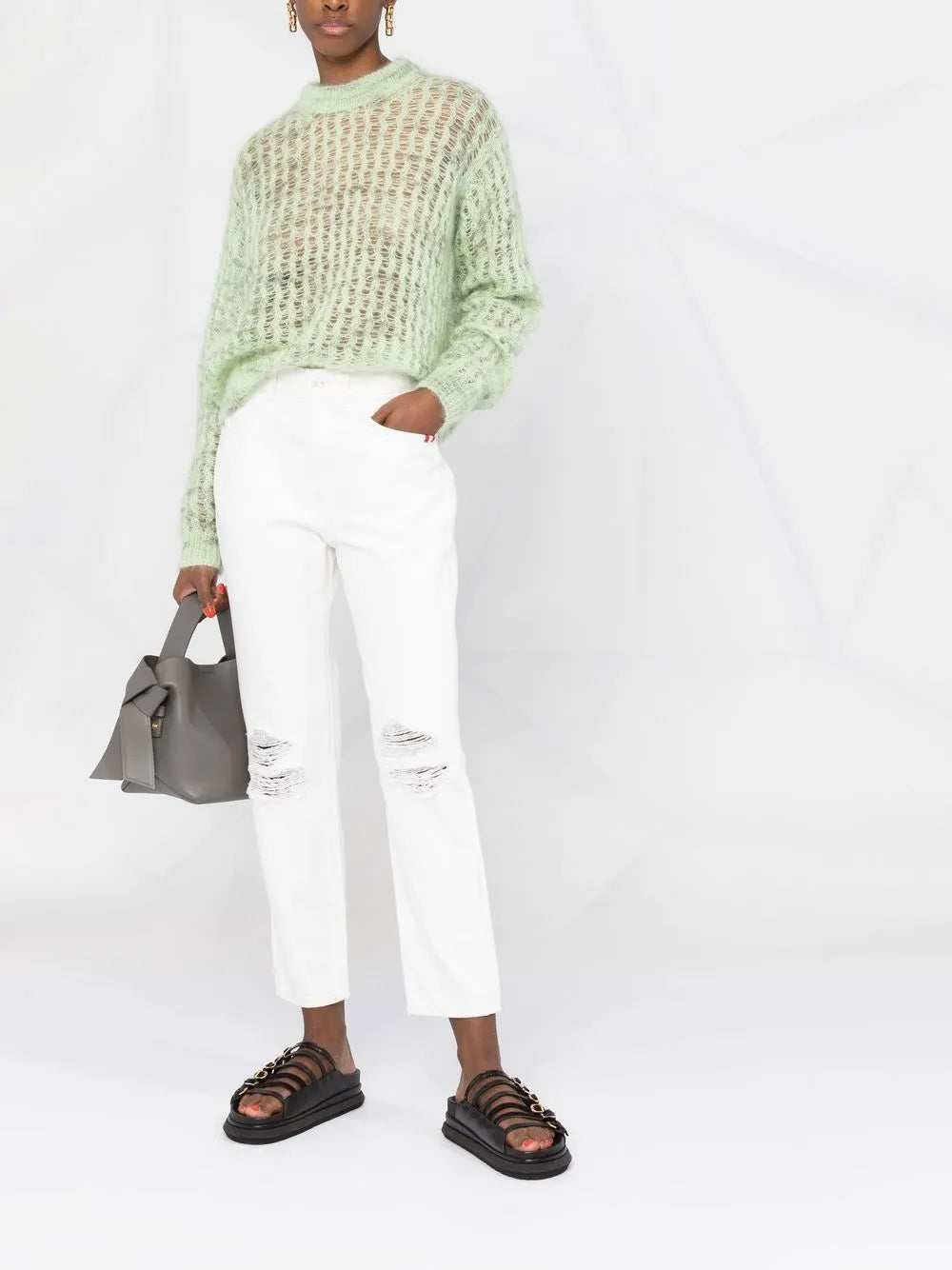 Ripped Straight-Leg Jeans