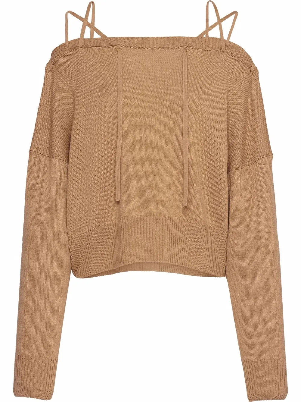 Tie-Fastening Off-Shoulder Jumper