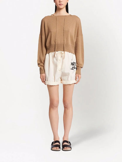 Tie-Fastening Off-Shoulder Jumper