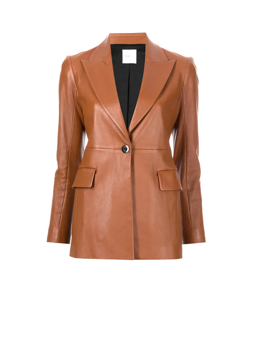 Single-Breasted Lambskin Blazer