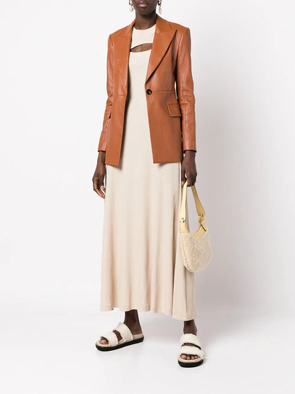 Single-Breasted Lambskin Blazer