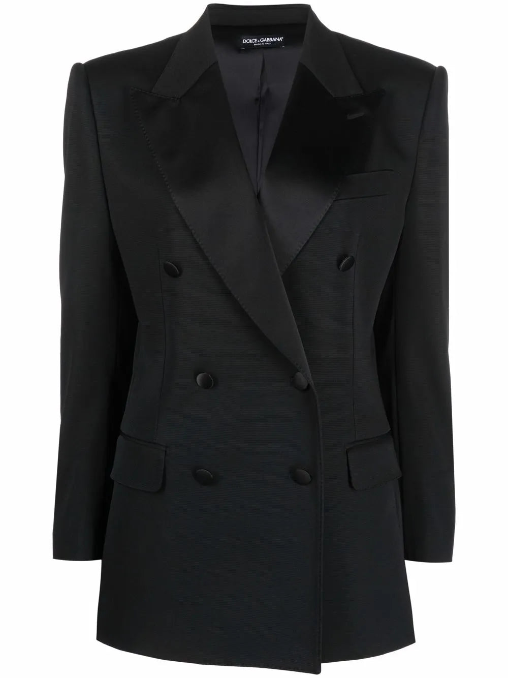 Silk-Lapels Double-Breasted Blazer