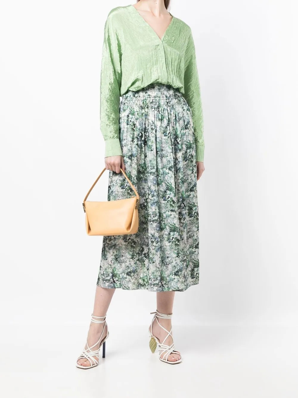 Crinckle-Effect V-Neck Blouse