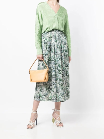 Crinckle-Effect V-Neck Blouse