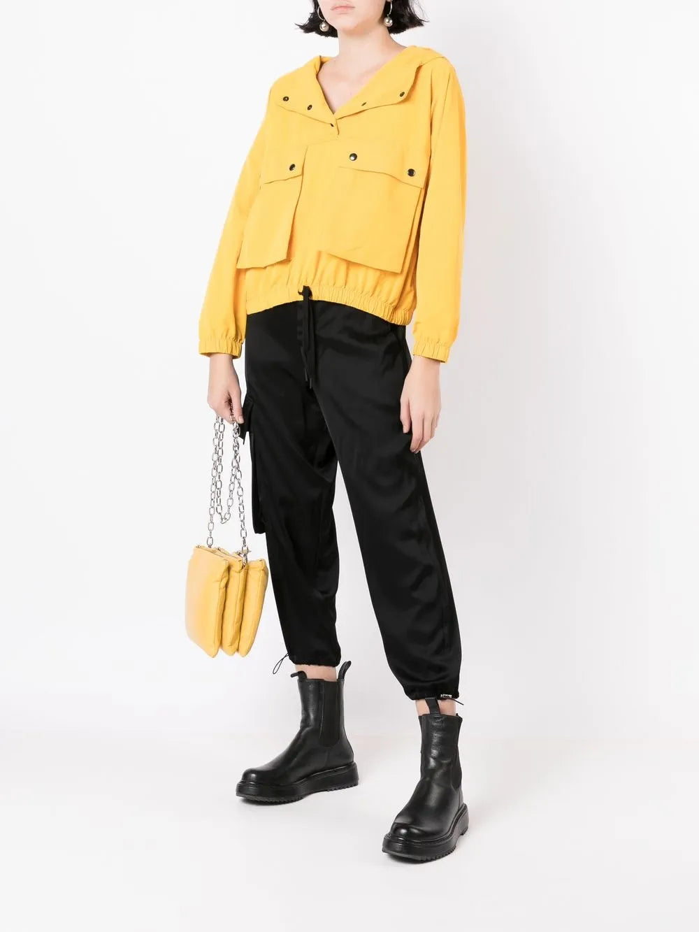 Drawstring-Hem Hooded Jacket