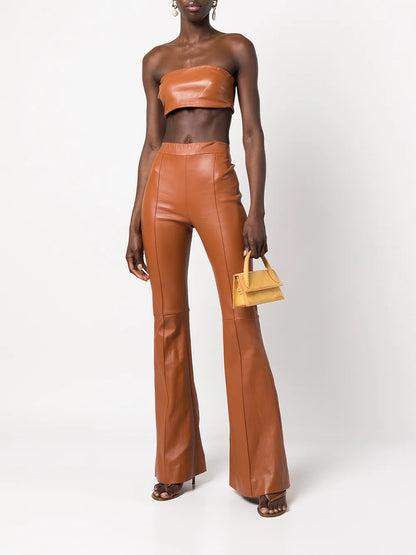 Pintuck Flared-Leg Trousers