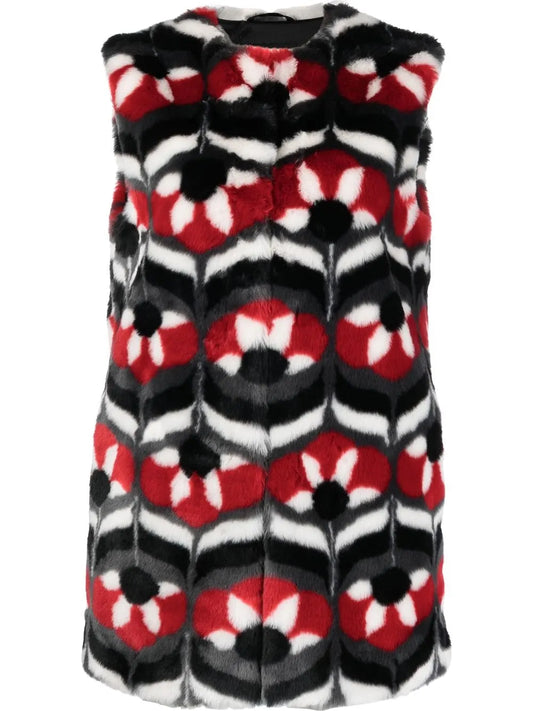 Geometric Faux-Fur Gilet