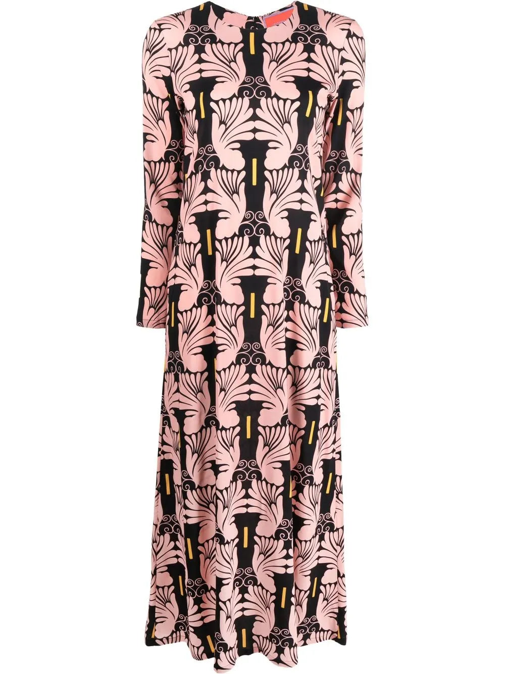 Graphic-Print Long-Sleeved Maxi Dress