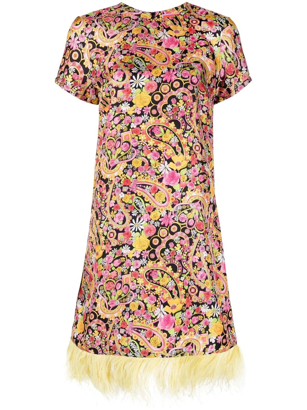 Swing Feather-Trim Mini Dress