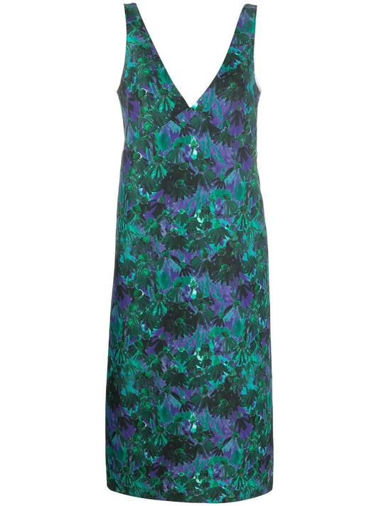 Floral-Print Sleeveless Midi Dress