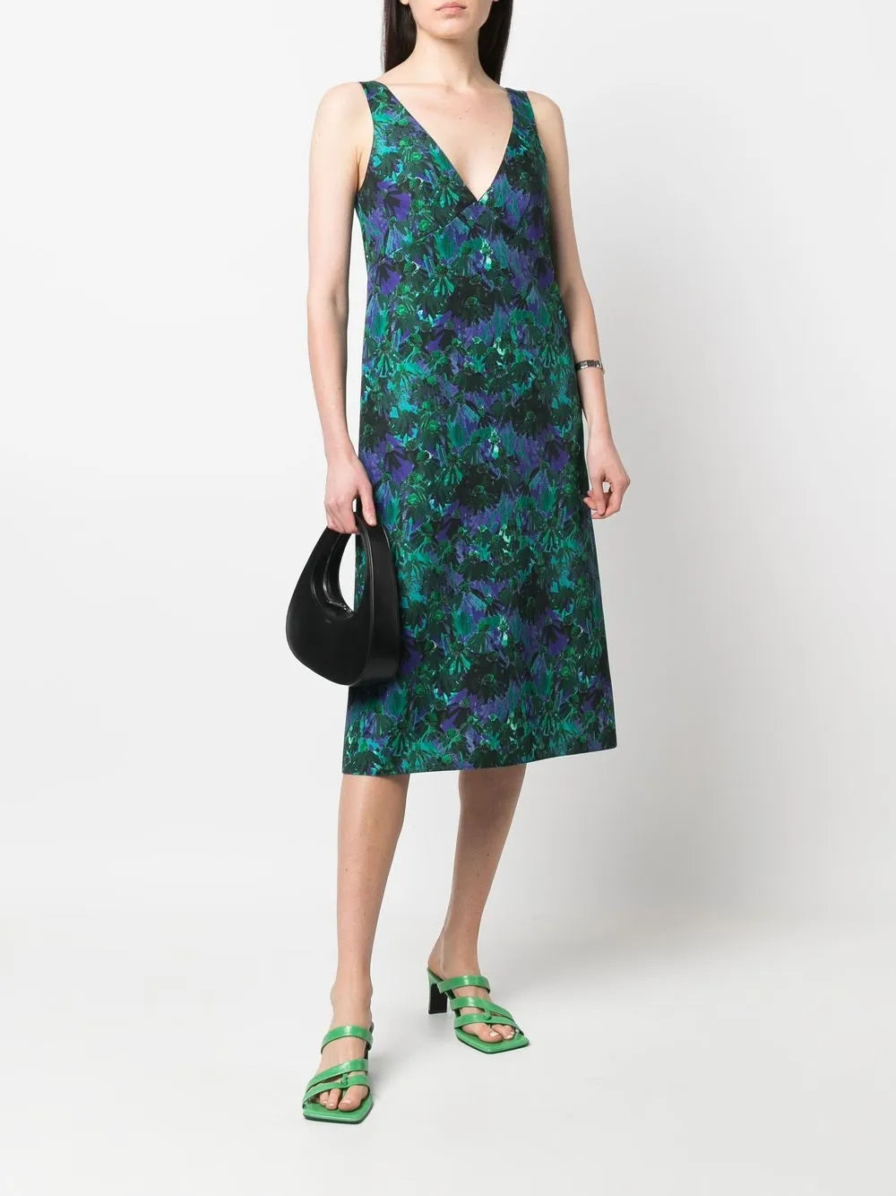 Floral-Print Sleeveless Midi Dress