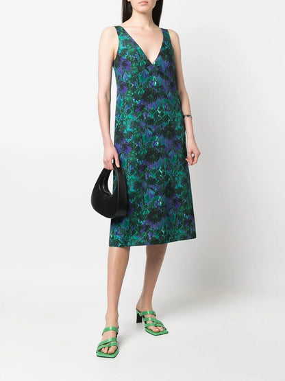 Floral-Print Sleeveless Midi Dress