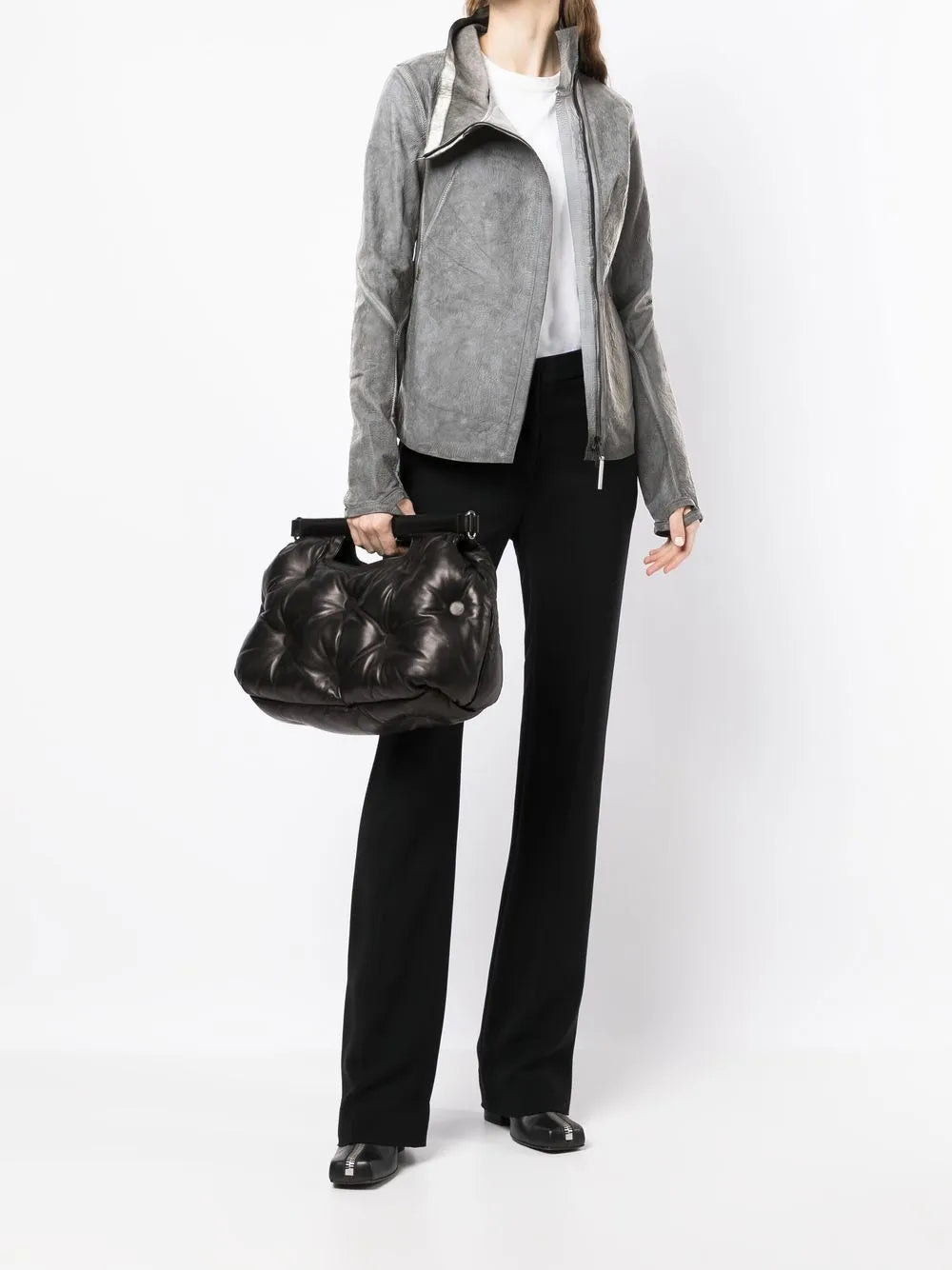 Off-Centre Leather Biker Jacket