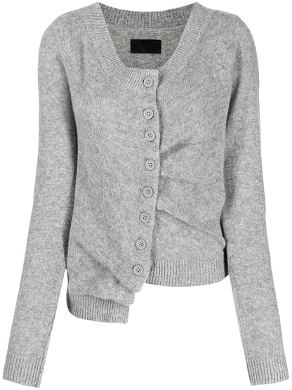 Asymmetric Button-Down Cashmere Cardigan