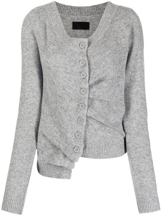 Asymmetric Button-Down Cashmere Cardigan