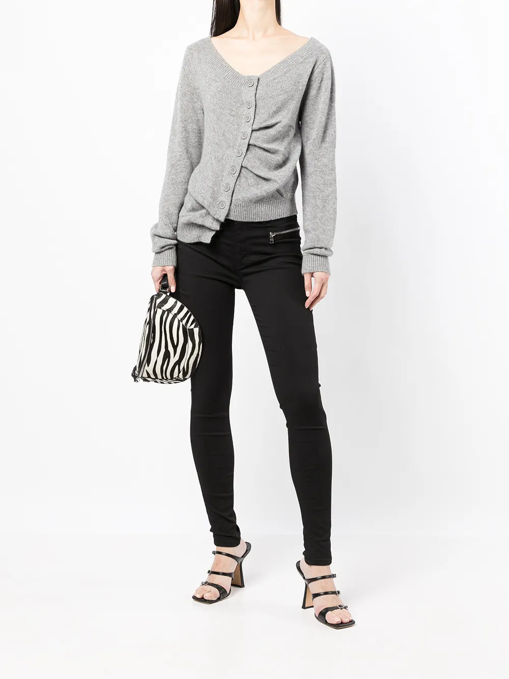 Asymmetric Button-Down Cashmere Cardigan
