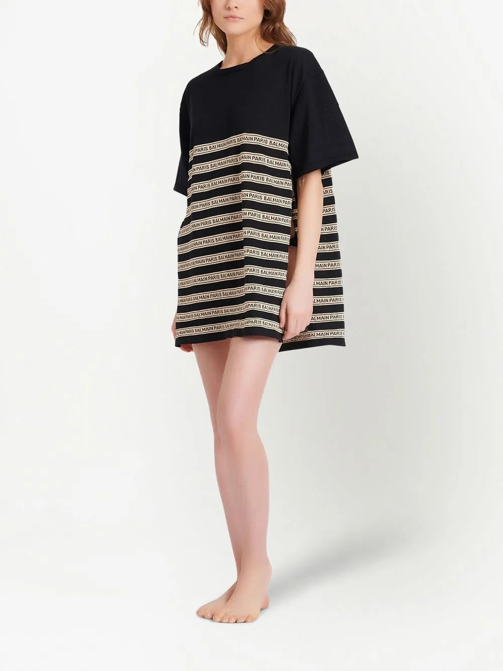 Striped Logo-Lettering Knit Top