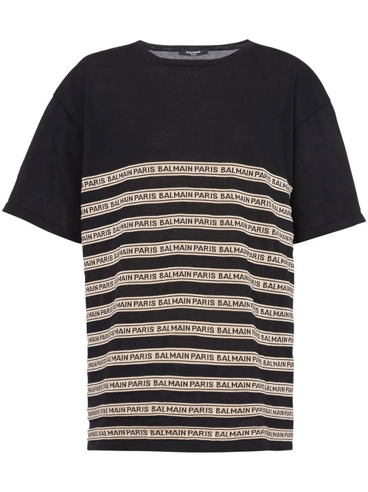 Striped Logo-Lettering Knit Top