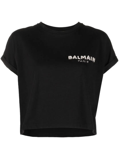 Sequin Logo Round Neck T-Shirt