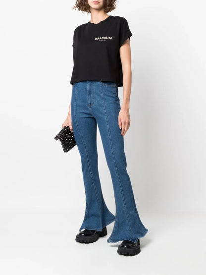 Sequin Logo Round Neck T-Shirt