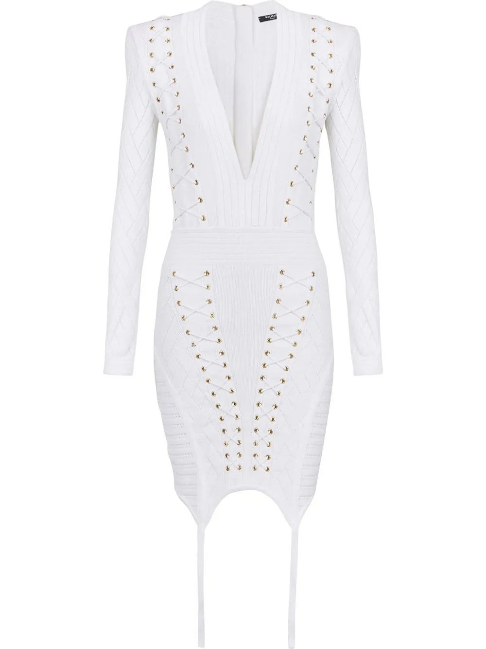 Lace-Up Detail Knitted Dress