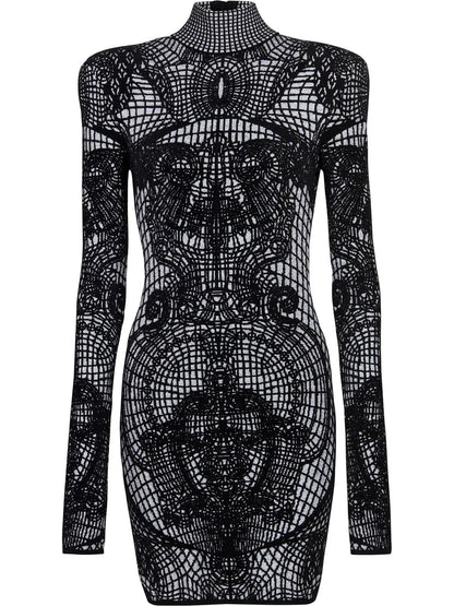 Graphic-Print Fitted Dress
