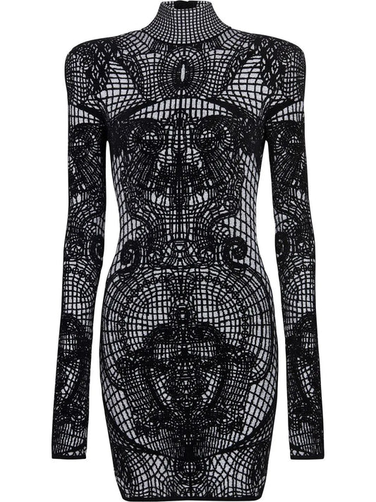 Graphic-Print Fitted Dress