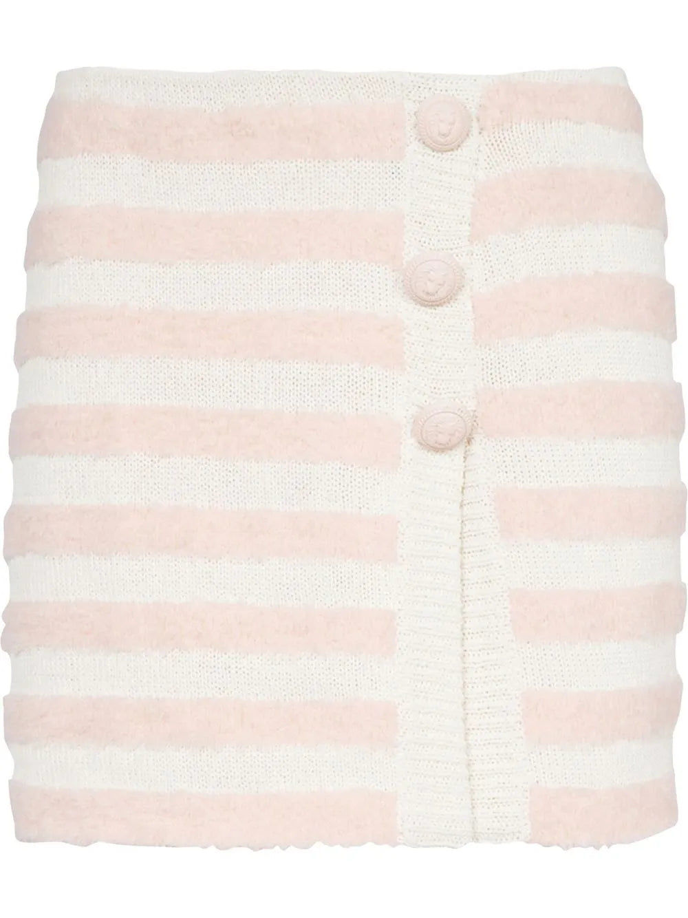Striped Knitted Button-Up Skirt
