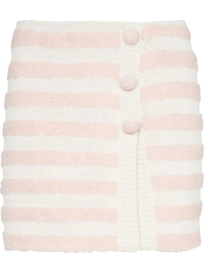 Striped Knitted Button-Up Skirt