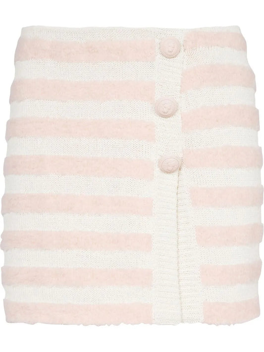 Striped Knitted Button-Up Skirt