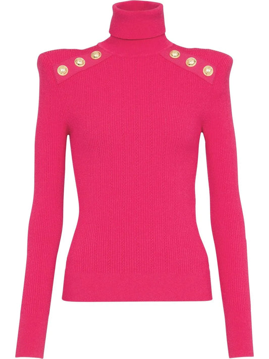 Roll Neck Padded Shoulder Jumper