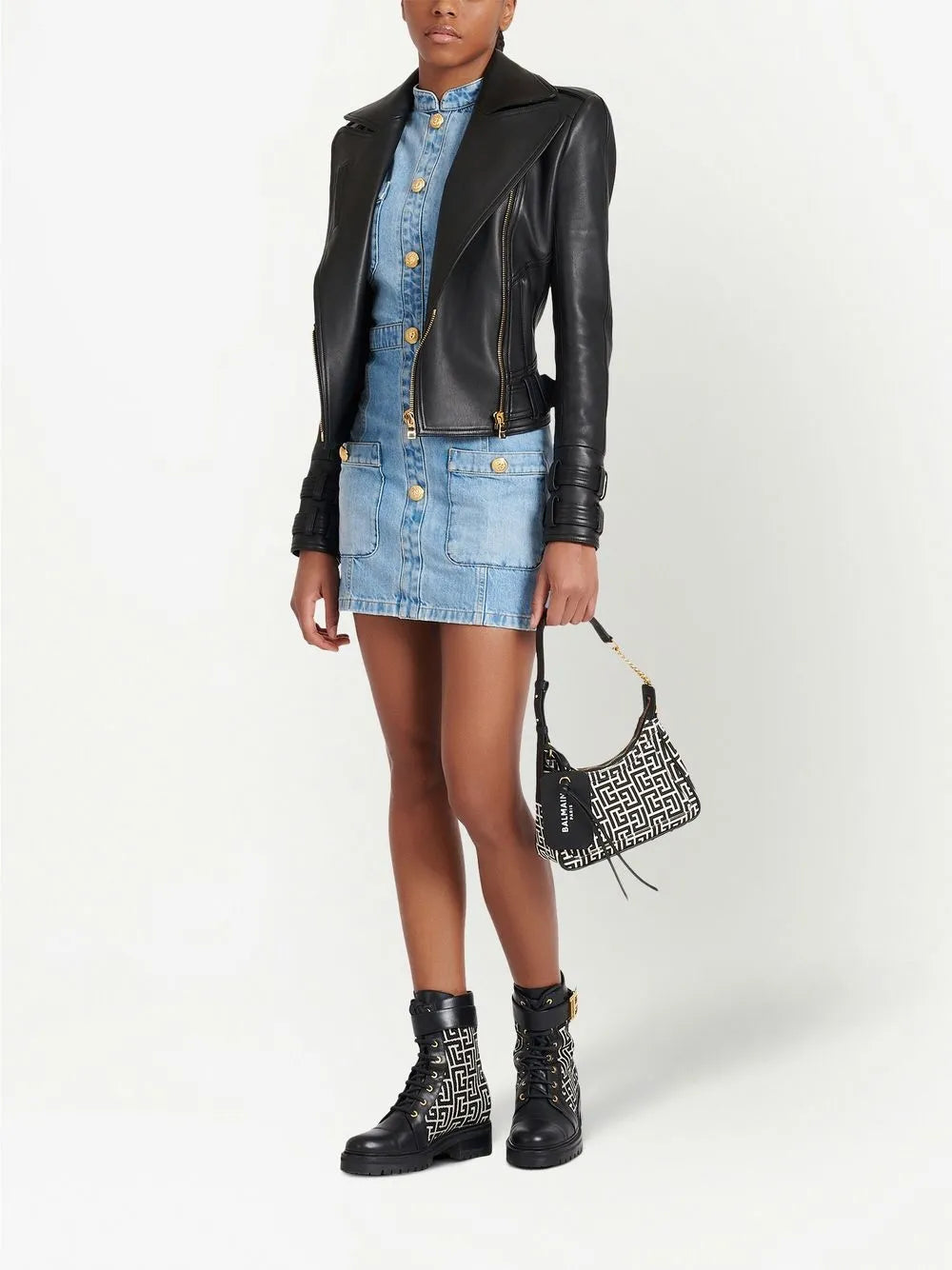 Denim Fitted Mini Dress