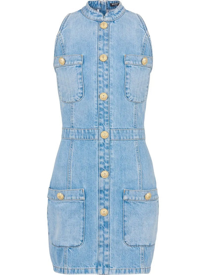 Denim Fitted Mini Dress