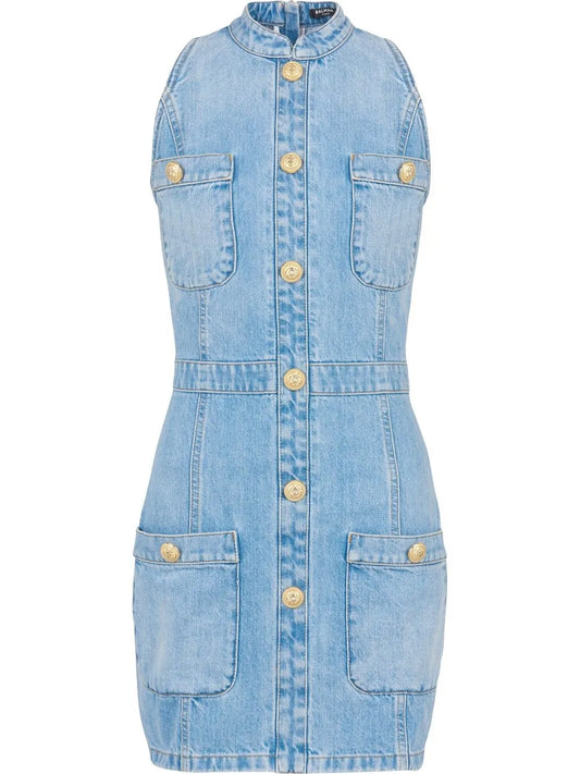 Denim Fitted Mini Dress