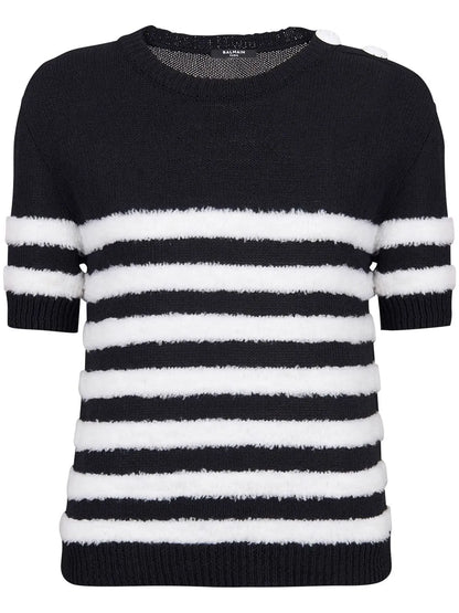 Striped Pattern Short-Sleeve Top