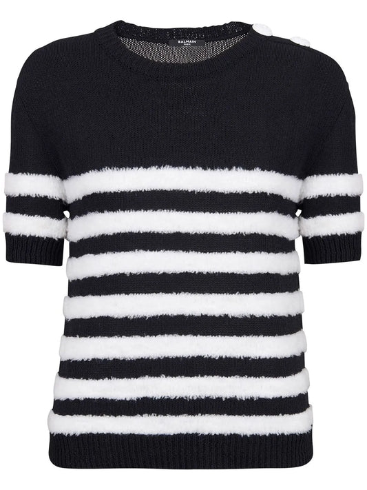 Striped Pattern Short-Sleeve Top
