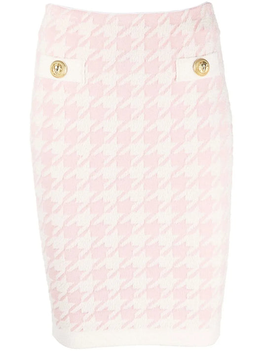 Houndstooth Pattern Mini Skirt